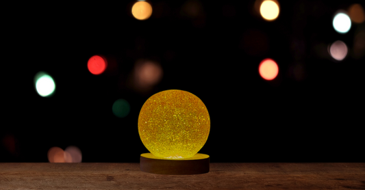 Amber- Sparkled Globe on Lighted Base