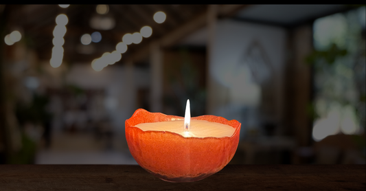 Dark Orange Bronze Candle Bowl w/ soy wax