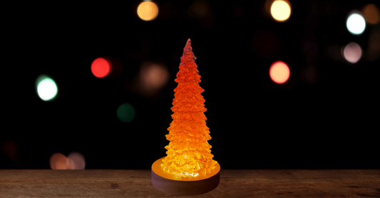 Amber-Christmas Sparkled Tree on Lighted Base